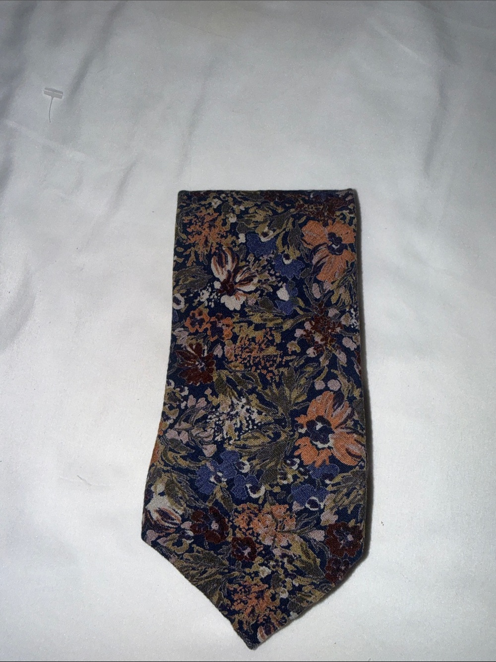Structure Floral Print Tie in Navy, Rust, Olive